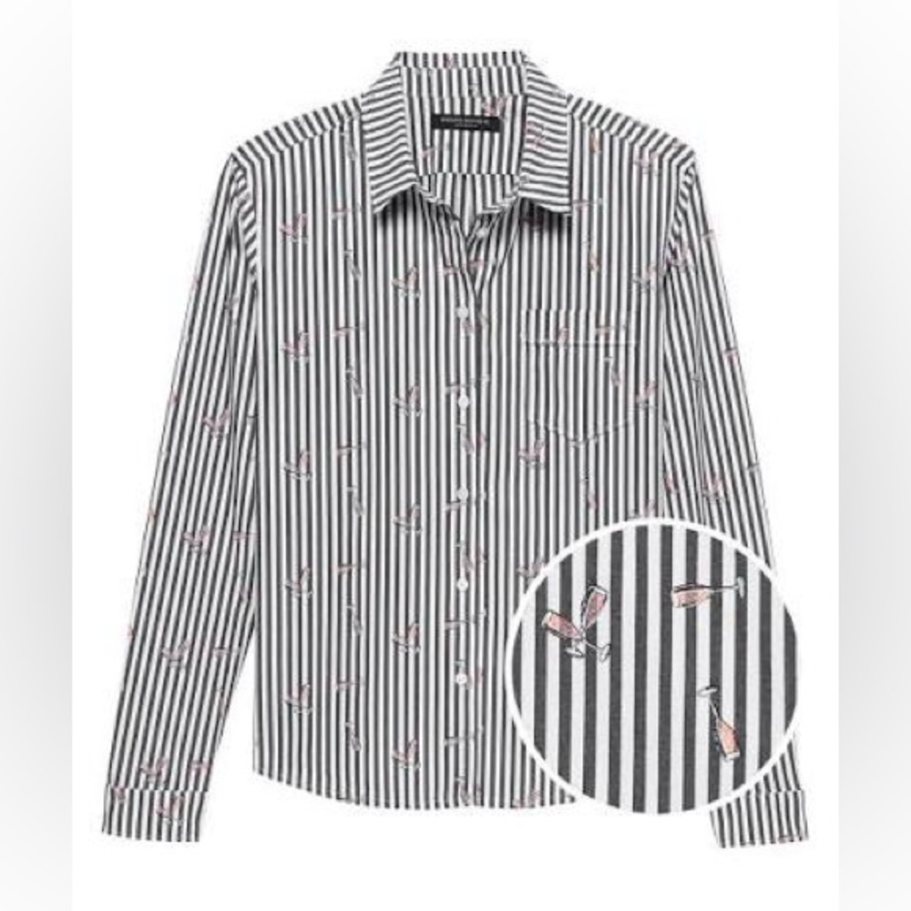 Banana republic quinn straight fit champagne stripe shirt